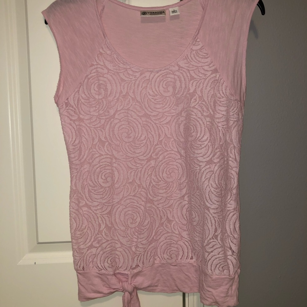 versona pink lace tie top